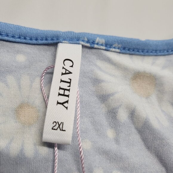 Cathy Womens Top 2XL Pullover Floral Sunflower Print Stretch Short Sleeve NWT - Picture 5 of 12